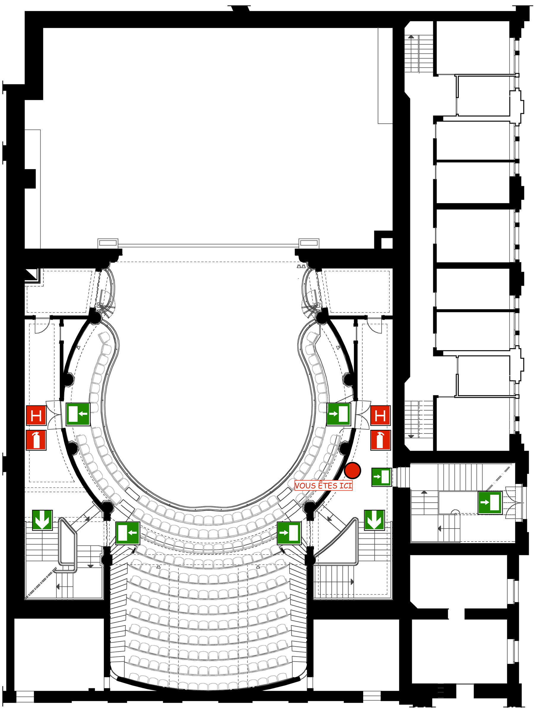 Plan 1er étage théâtre de Spa